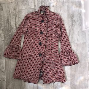 Maestro Black & Red lightweight button up coat SZS